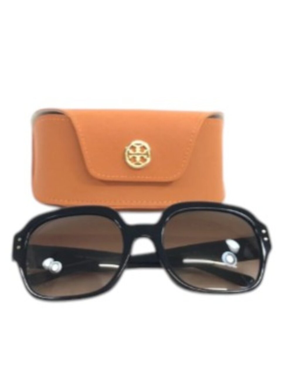 NEW TORY BURCH TY7143U Sunglasses Shiny Black Frame Brown Gradient Women’s New